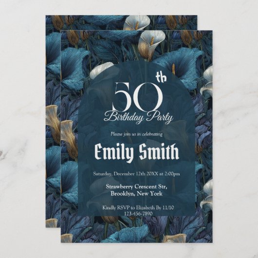 Botanical Inspired Call Lilies Sparkle  Kaart (Voorkant / Achterkant)