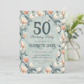 Botanical Inspired Tulip Themed Custom Birthday Kaart (Staand voorkant)