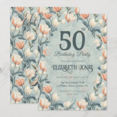 Botanical Inspired Tulip Themed Custom Birthday Kaart (Voorkant / Achterkant)