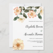 Botanical  ivory pink coral green floral wedding kaart (Voorkant)