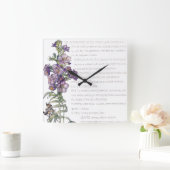Botanical Jacobs Ladder Family Flowers Wall Clock Vierkante Klok (Huis)
