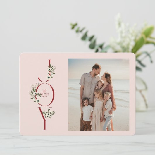 Botanical JOY Christmas Kaart (Staand voorkant)