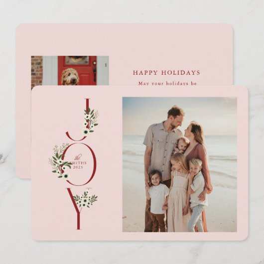 Botanical JOY Christmas Kaart (Voorkant / Achterkant)