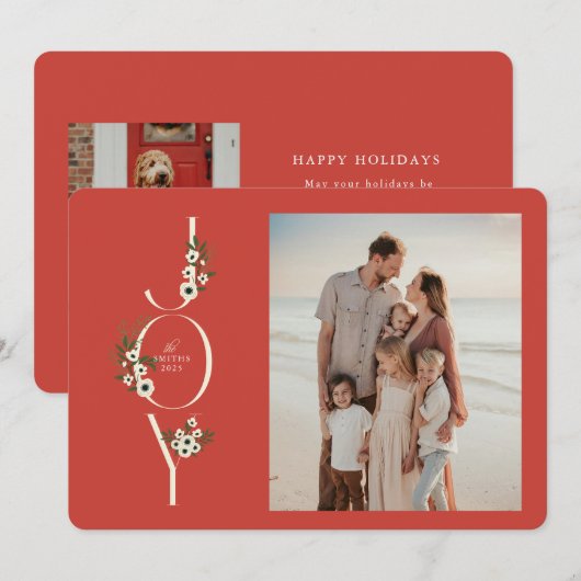 Botanical JOY Christmas Kaart (Voorkant / Achterkant)