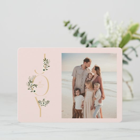 Botanical JOY Christmas Kaart (Staand voorkant)