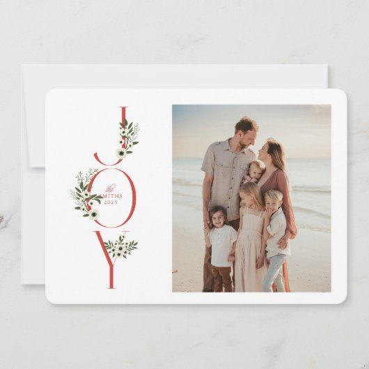 Botanical JOY Christmas Kaart (Voorkant)