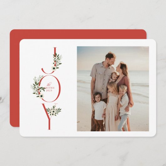 Botanical JOY Christmas Kaart (Voorkant / Achterkant)