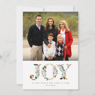 Botanical Joy Christmas Photo Greeting Feestdagenkaart