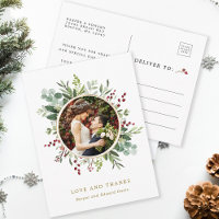 Botanical Kerstmis Gold Weduwfoto Hartelijk dank