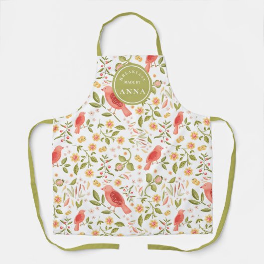 Botanical Kitchen – Garden Bird & Fruit Design Schort (Voorkant)