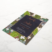 Botanical Leaf and Hydrangea Petals Save The Date Folie Uitnodiging (Gedraaid)