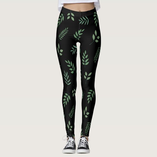 Botanical Leaf Design Leggings – Trendy & Comfy (Voorkant)
