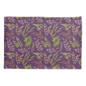 Botanical Leaves: A Stunning Purple Back Kussensloop (Achterkant-Links)