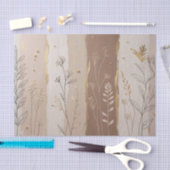 Botanical Leaves and Flowers Beige and Brown  Tissuepapier (Craft)