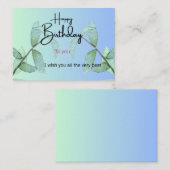 Botanical Leaves Birthday Card | Elegant Gradient  Informatiekaartje (Voorkant / Achterkant)