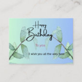 Botanical Leaves Birthday Card | Elegant Gradient  Informatiekaartje (Voorkant)