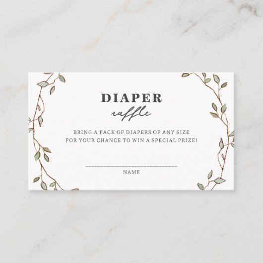 Botanical Leaves Diaper Raffle Enclosure Card Informatiekaartje (Voorkant)