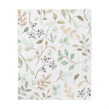 Botanical Leaves Fleece Blanket