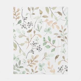 Botanical Leaves Fleece Blanket Deken