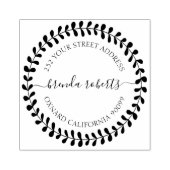 Botanical Leaves Lijst Custom Zwart Typografie Rubberstempel (Afrduk)