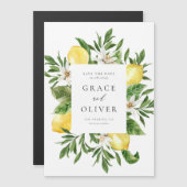 Botanical Lemon Blossoms Lijst Save the Date Magnetische Uitnodiging (Voorkant / Achterkant)