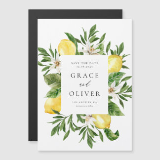 Botanical Lemon Blossoms Lijst Save the Date Magnetische Uitnodiging