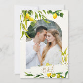 Botanical Lemon Citrus Wreath Greenery Wedding Kaart (Achterkant)