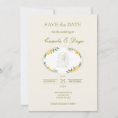 Botanical Lemon Olive Wedding Save the Date (Voorkant)
