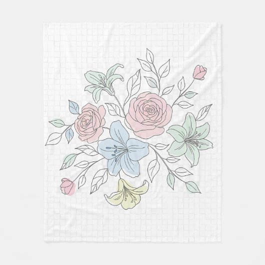 Botanical Line Art Garden Fleece Deken (Voorkant)