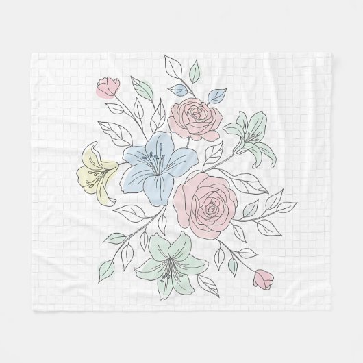 Botanical Line Art Garden Fleece Deken (Voorkant (Horizontaal))