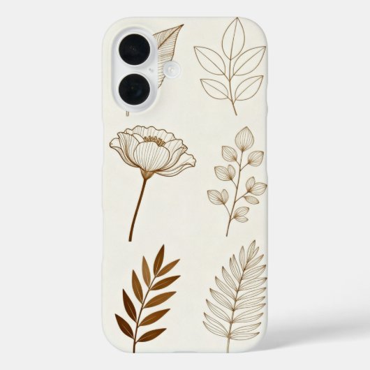 Botanical Line Art Phone Case – Minimalist Floral (Achterkant)