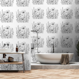 Botanical Line Art Wallpaper – Elegant minimalisme Behang