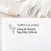 Botanical Line Art Wedding Retour Adres Label (Insitu)