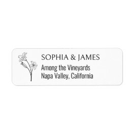Botanical Line Art Wedding Retour Adres Label