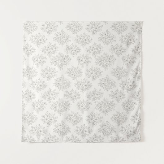 Botanical Line Bouquet Pattern Wandkleed (Voorkant)