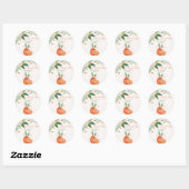 Botanical Little Cutie Oranje Citrus Theme Ronde Sticker (Vel)