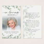 Botanical Loving Memory Photo Funeral Prayer Card Visitekaartje (Voorkant /achterkant)