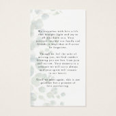 Botanical Loving Memory Photo Funeral Prayer Card Visitekaartje (Achterkant)