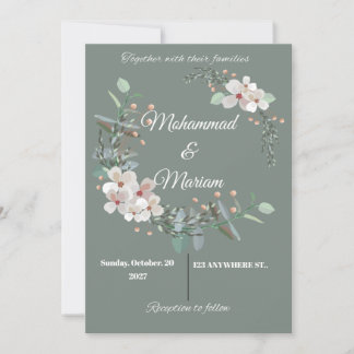 Botanical Minimal Wedding Invite | Green Floral | Feestdagenkaart