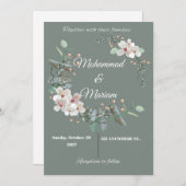 Botanical Minimal Wedding Invite | Green Floral |  Feestdagenkaart (Voorkant / Achterkant)