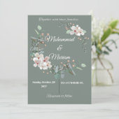 Botanical Minimal Wedding Invite | Green Floral |  Feestdagenkaart (Staand voorkant)