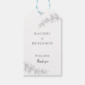 Botanical Minimalist Wedding Thank you Black White Cadeaulabel (Voorkant)