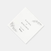 Botanical Minimalist Wedding Thank you Black White Servet (Hoek)
