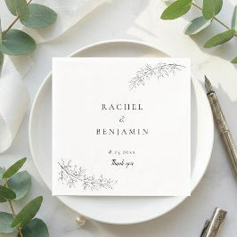 Botanical Minimalist Wedding Thank you Black White Servet