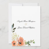 Botanical mint green coral pink floral wedding kaart (Achterkant)