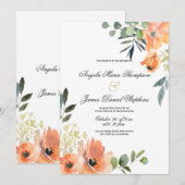 Botanical mint green coral pink floral wedding kaart (Voorkant / Achterkant)