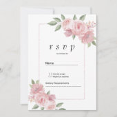 Botanical mint green pastel pink floral RSVP  Kaart (Voorkant)