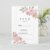 Botanical mint green pastel pink floral RSVP  Kaart (Staand voorkant)