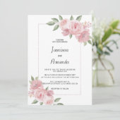Botanical mint green pastel pink floral Wedding Kaart (Staand voorkant)