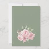 Botanical mint green pastel pink floral Wedding Kaart (Achterkant)